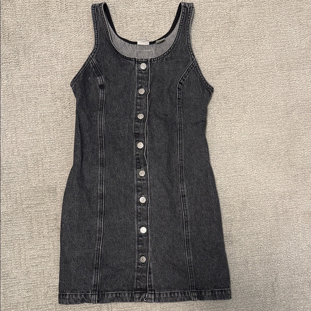 Levi's Black Denim Button-Front Mini Dress